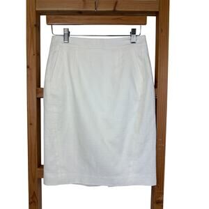 Ann Taylor Petite Cream Cotton Blend Pencil Skirt Lined with Pockets Size 2P